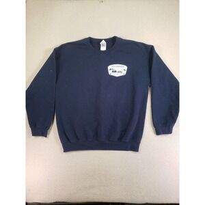 Oceanside Sweatshirt Mens Large L Navy Blue Cotton Blend Lined‎ Crew Long Sleeve